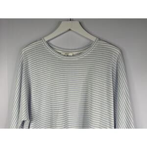 Vince Pencil Stripe Dolman Sleeve Top Womens Sz M Blue White Minimalist Coastal